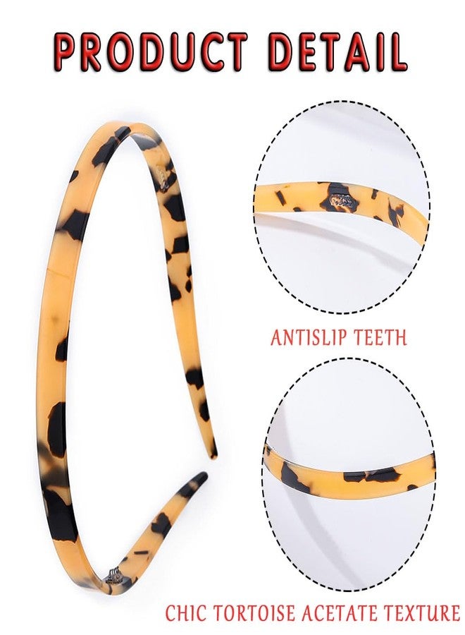 Firuilo Acetate Cellulose Headband Tortoise Shell Headbands Thin Hairbands With Teeth for Women (Amber One Size) - Image 4
